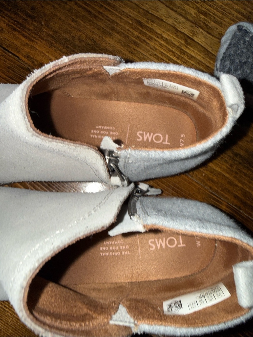 Toms Taupe Suede Ankle Booties with Textured Heel - Picture 5 of 5